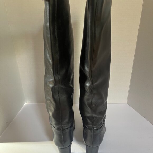 Stuart Weitzman Black Heeled Leather Slide-On Boots US 7.5 - Picture 5 of 12